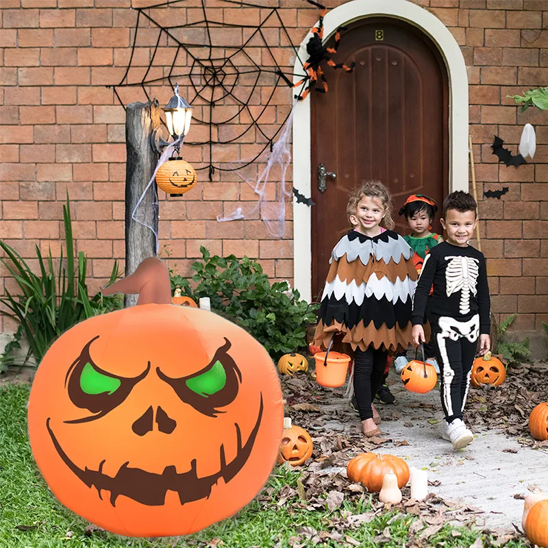 Inflable Halloween Calabaza Con Luz Decorativo Exterior 1.20Mts🎃👻