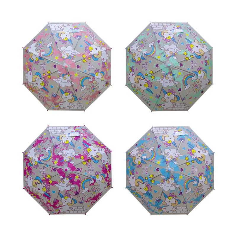 Paraguas Infantil Con Estampado De Unicornio Sistema Semiautomático Paq. 4 Pzas.☔