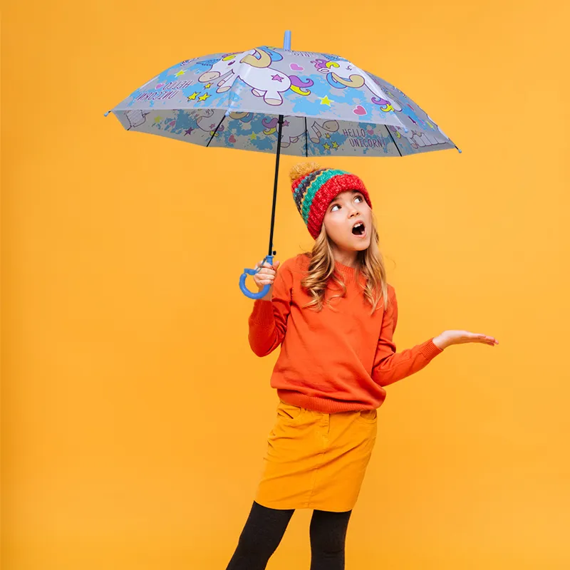 Paraguas Infantil Con Estampado De Unicornio Sistema Semiautomático Paq. 4 Pzas.☔ - Image 3