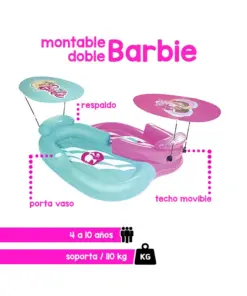 Inflable Flotador Doble Barbie Multicolor 178 Cm