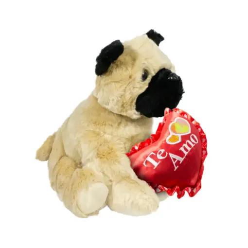Paquete de 4 Perritos de Peluche de San Valentin con Corazon