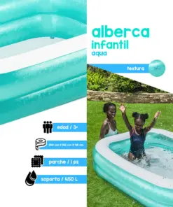 Alberca Inflable Rectangular Infantil Bestway 450 Lts 200 cm Verde
