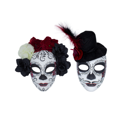 Máscara de Catrina Sombrero / Flores Antifaz