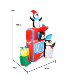 Inflable Navideño Pinguinos en Buzon Luz Led