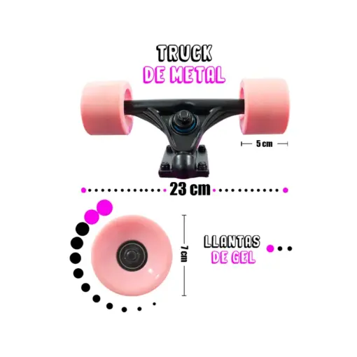 Patineta Longboard De Plástico Juvenil Con Lija 78 Cm Skate