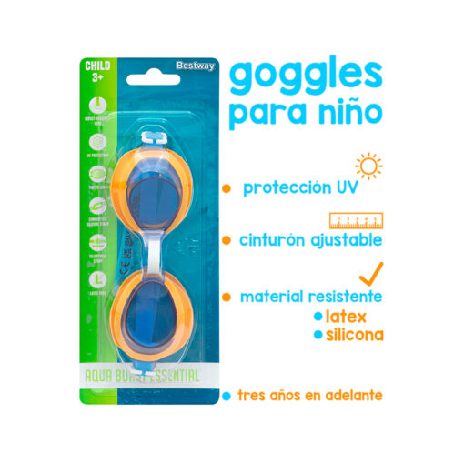 Goggles Infantiles Para Natación Aqua Burst Essential 3 Pzas