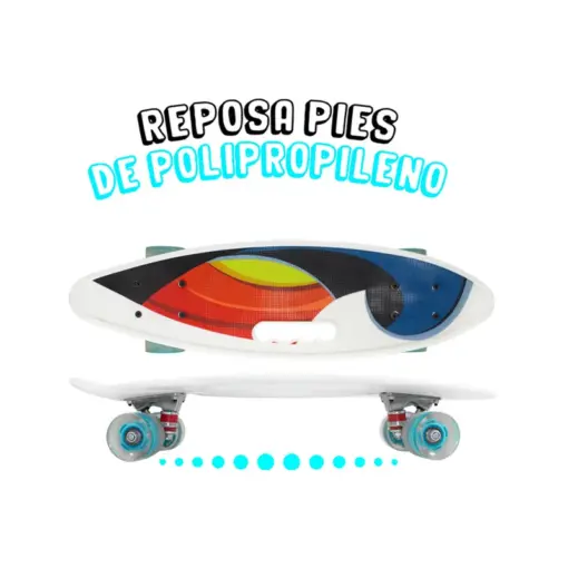 Patineta Skate Tipo Penny Surf Estampada Con Ruedas Luz Led