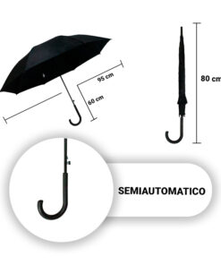 Paraguas Sombrilla Automático Bastón Negro Económico