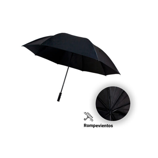 Paraguas Sombrilla Negra Jumbo Manual Rompevientos Flexible