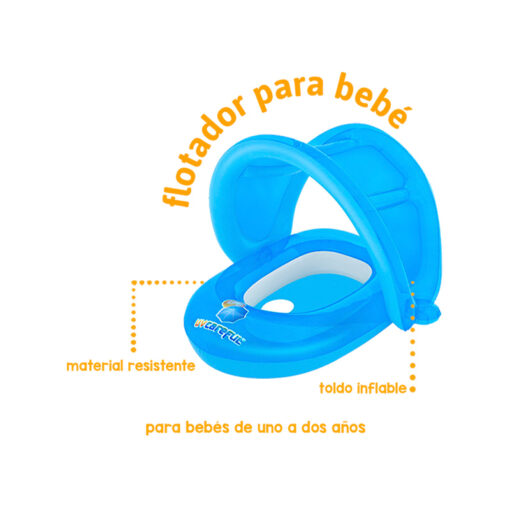 Silla Inflable Salvavidas Para Bebé De Color Con Techo 2 Pzas