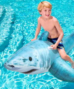 Tiburón Inflable Montable Salvavidas Flotador Azul Infantil