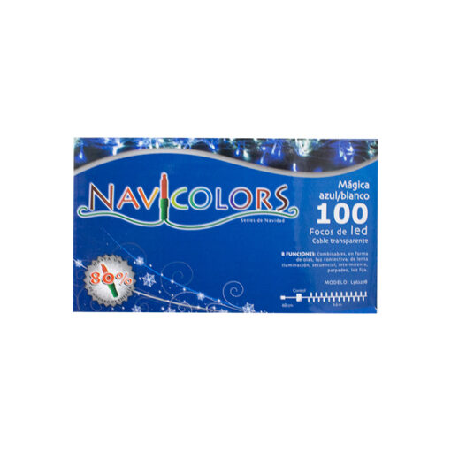 Serie Navideña 100 Led Luz Azul/blanca 8 Funciones 6.6 Mts
