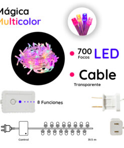 Serie Led Navideña 700 Focos Luz Multicolor 34 Metros