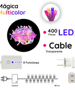 Serie De Luces Led Navideña 400 Focos Luz Multicolor 18 Mts
