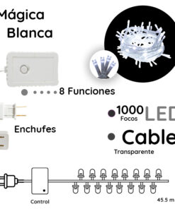 Serie De Luces 1000 Led Luz Blanca 8 Funciones 40.5 Metros