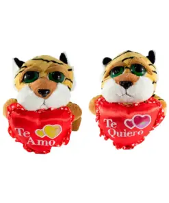 Tigre De Peluche Dormilón San Valentín Con Corazón 30 Cm Paquete de 2 pzas