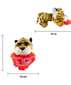 Tigre De Peluche Dormilón San Valentín Con Corazón 30 Cm Paquete de 2 pzas