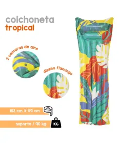 Cama Montable Inflable Con Almohada Tropical 183 Cm Bestway