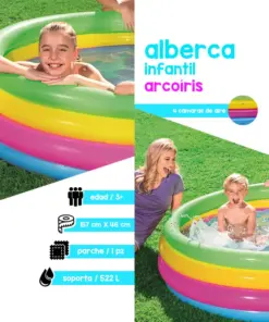 Alberca Inflable Infantil Circular Bestway Multicolor De 157 cm