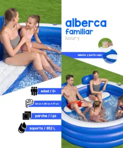 Alberca Inflable Familiar Circular Bestway Con Asientos 231 Cm Azul
