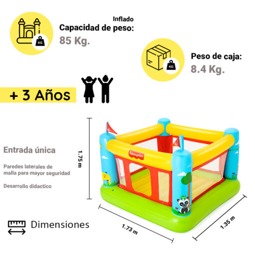 Brincolin Inflable Infantil Fisher-Price Castillo Con Malla Multicolor