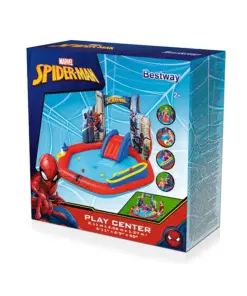 Parque Acuático Inflable Infantil Bestway De Spiderman Con Resbaladilla 2.11 M