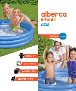 Alberca Inflable Infantil Bestway Roja Y Azul 3 Aros 122 Cm 2 Pzas