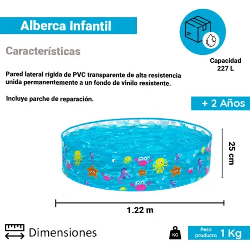 Alberca Circular Infantil Bestway Animales Marinos 122 Cm