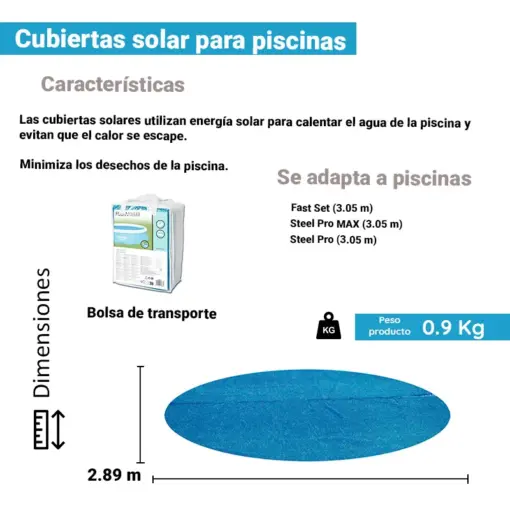 Cubierta Solar Para Alberca Circular Azul 305 Cm De Burbuja