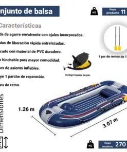 Bote Inflable Lancha Balsa Raft X3 Para 3 Personas Con Remos