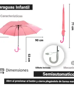 Sombrilla Infantil Paraguas De Colores Y Silbato Por Mayoreo 6 Pzas