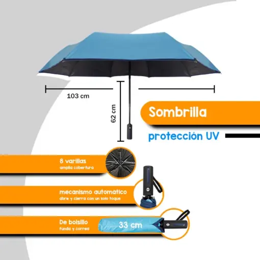 Sombrilla Automático De Bolsillo Paraguas De Colores Resistente 6 Pzas
