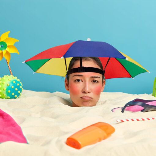 Paraguas Para Cabeza Sombrero De Sombrilla Multicolor