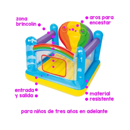 Castillo Inflable Arcoiris Rainbow Brincolin Infantil De Bestway 173 Cm