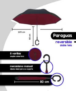 Paraguas Reversible Doble Tela Multicolor Sombrilla Por Mayoreo 109 Cm 6 Pzas