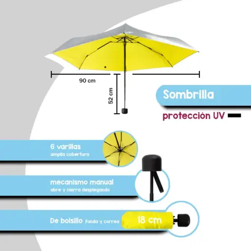 Paraguas Plegable Manual Sombrilla De Bolsillo Economica Uv