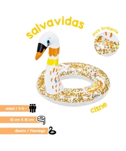 Salvavidas Dona Inflable Infantil Animalitos Con Brillos Pvc