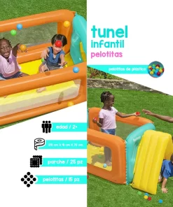 Piscina De Pelotas Con Tunel Juego Infantil Alberca Con Pelotas 178 Cm