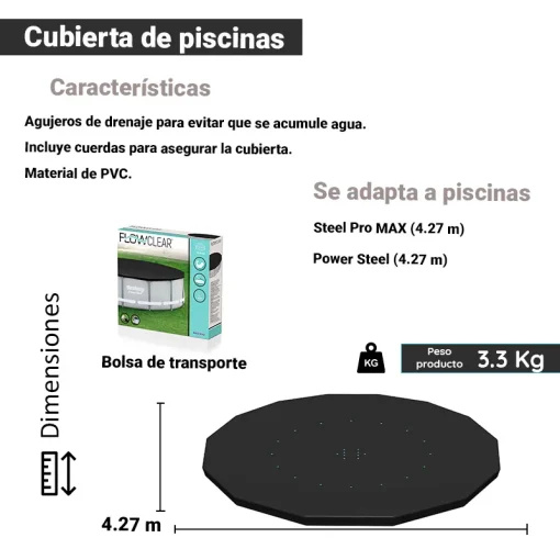 Cubierta Solar Para Alberca Circular Negra 427 Cm