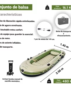 Bote Inflable Lancha Balsa Voyager X4 Con Remos 4 Personas