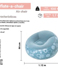 Sillon Inflable Puff Bestway Aterciopelado Cómodo 66 cm 3 Pzas