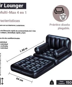 Sillon Inflable Plegable Sofá Cama Multiusos 4 En 1 Bestway