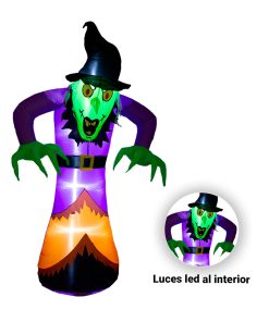 Inflable De Halloween Bruja Con Luz Decorativo Exterior