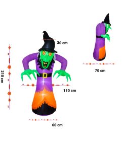 Inflable De Halloween Bruja Con Luz Decorativo Exterior