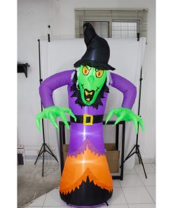 Inflable De Halloween Bruja Con Luz Decorativo Exterior