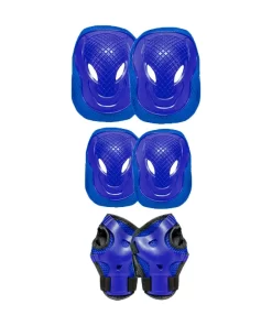 Protecciones Y Casco Juvenil Rodilleras Y Coderas Azul