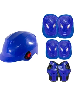 Protecciones Y Casco Juvenil Rodilleras Y Coderas Azul