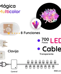 Serie De Luces 700 Led Luz Multicolor 31 Metros Navideña