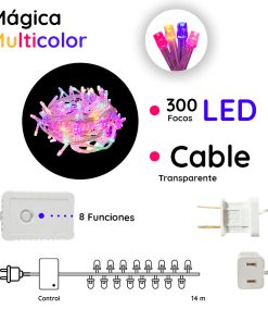 Serie De Luces Led Navideña 300 Focos Luz Multicolor 14 Mts