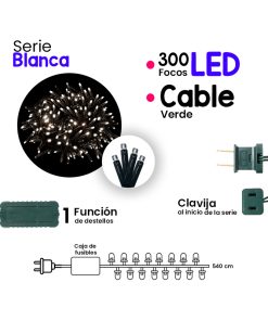 Serie Navideña Luz Blanca 300 Focos Led V3